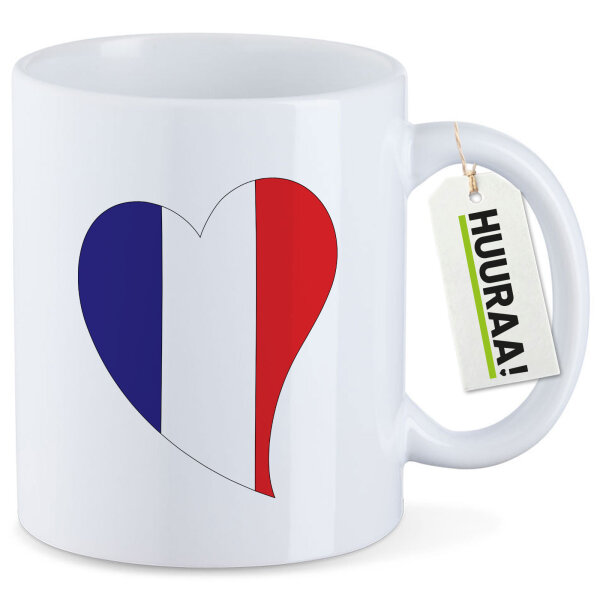 Kaffeetasse Frankreich Flagge Herz 330ml