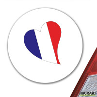 Aufkleber Frankreich Flagge Herz 10cm rund