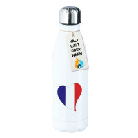 Trinkflasche Frankreich Flagge Herz 500ml Edelstahl...