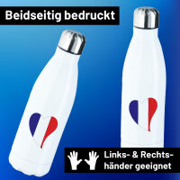 Trinkflasche Frankreich Flagge Herz 500ml Edelstahl...