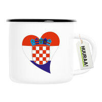 Emaille Tasse Kroatien Flagge Herz 300ml Vintage