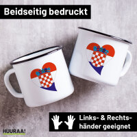 Emaille Tasse Kroatien Flagge Herz 300ml Vintage