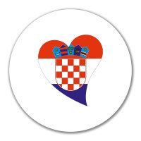Aufkleber Kroatien Flagge Herz 10cm rund