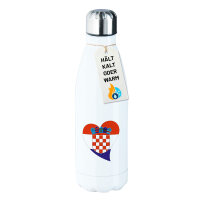 Edelstahl-Trinkflasche Kroatien Flagge Herz 500ml...