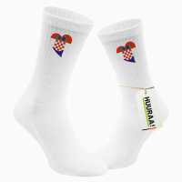 Socken Kroatien Flagge Herz Größe 37/46 White Motiv Tennissocken