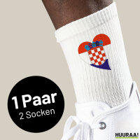Socken Kroatien Flagge Herz Größe 37/46 White Motiv Tennissocken