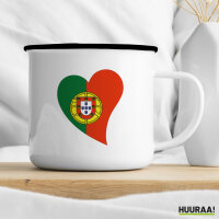 Emaille Tasse Portugal Flagge Herz 300ml Vintage