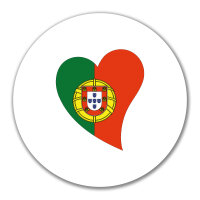 Aufkleber Portugal Flagge Herz 10cm rund