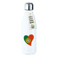 Trinkflasche Portugal Flagge Herz 500ml Edelstahl...