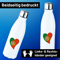 Trinkflasche Portugal Flagge Herz 500ml Edelstahl...