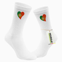 Socken Portugal Flagge Herz Größe 37/46 White Motiv Tennissocken