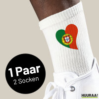Socken Portugal Flagge Herz Größe 37/46 White Motiv Tennissocken