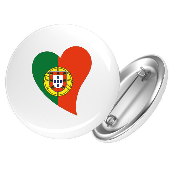 Button Portugal Flagge Herz Anstecker