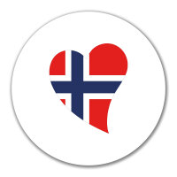 Aufkleber Norwegen Flagge Herz 10cm rund