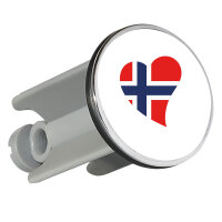 Waschbeckenstöpsel Norwegen Flagge Herz 4cm...