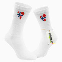 Socken Norwegen Flagge Herz Größe 37/46 White...