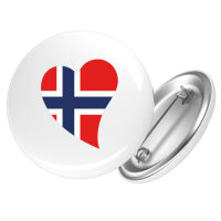 Button Norwegen Flagge Herz Anstecker