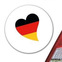 Aufkleber Deutschland Flagge Herz 10cm rund