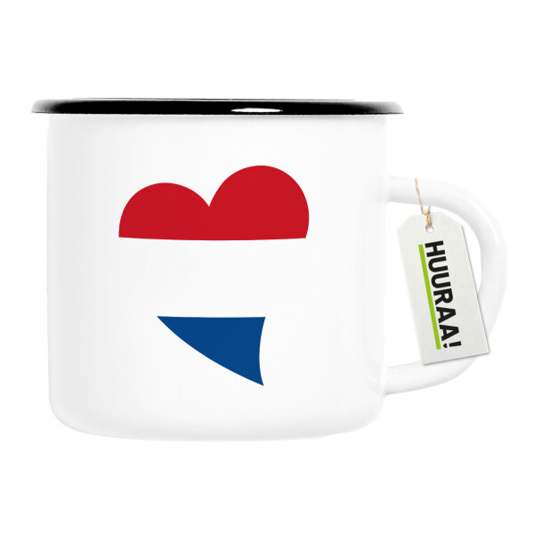 Emaille Tasse Niederlande Flagge Herz 300ml Vintage Emaille Becher