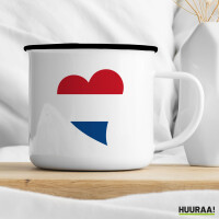 Emaille Tasse Niederlande Flagge Herz 300ml Vintage Emaille Becher