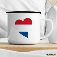 Emaille Tasse Niederlande Flagge Herz 300ml Vintage