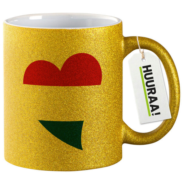 Glitzertasse Niederlande Flagge Herz 330ml