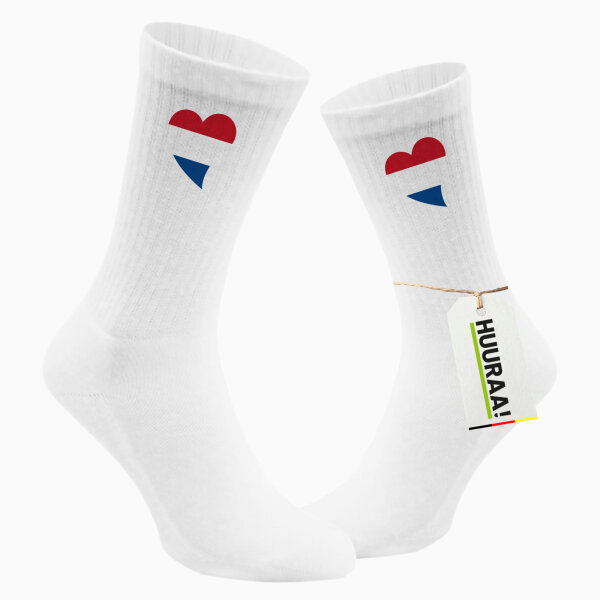 Socken Niederlande Flagge Herz Größe 37/46 White Motiv Tennissocken