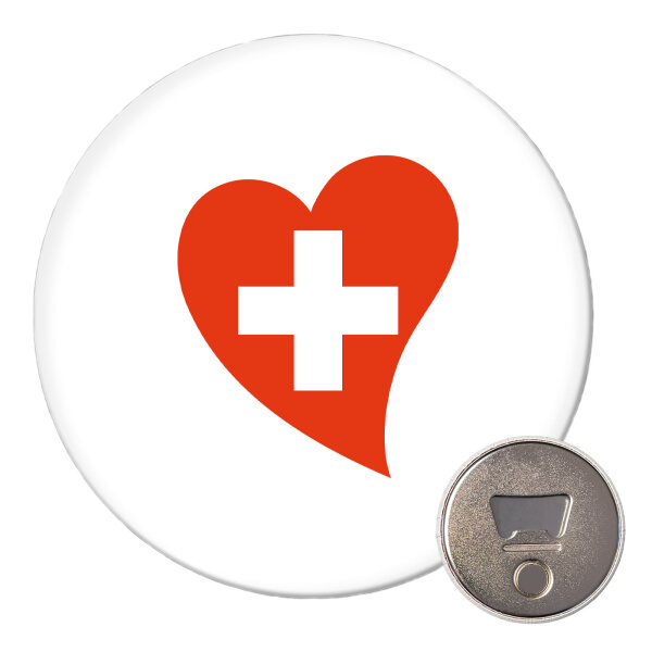 Magnet Schweiz Flagge Herz 59mm Kühlschrankmagnet