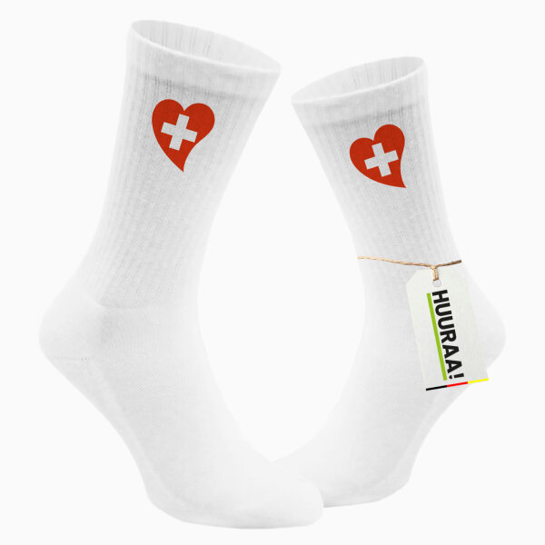 Unisex Socken Schweiz Flagge Herz Baumwolle