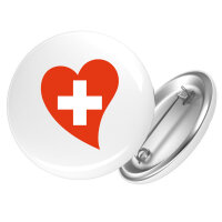 Button Schweiz Flagge Herz Anstecker