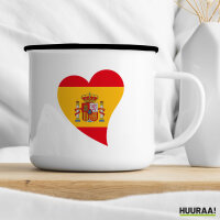 Emaille Tasse Spanien Flagge Herz 300ml Vintage