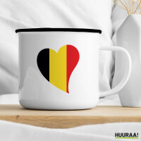 Emaille Tasse Belgien Flagge Herz 300ml Vintage
