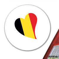 Aufkleber Belgien Flagge Herz 10cm rund