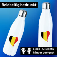 Trinkflasche Belgien Flagge Herz 500ml Edelstahl...