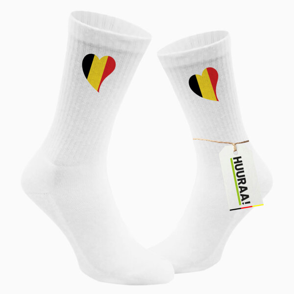 Unisex Socken Belgien Flagge Herz Baumwolle