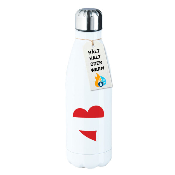 Edelstahl-Trinkflasche Österreich Flagge Herz 500ml Wasserflasche