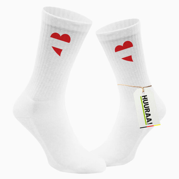 Socken Österreich Flagge Herz Größe 37/46 White Motiv Tennissocken