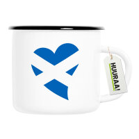 Emaille Tasse Schottland Flagge Herz 300ml Vintage