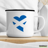 Emaille Tasse Schottland Flagge Herz 300ml Vintage