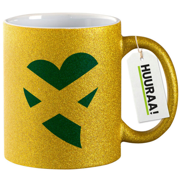 Glitzertasse Schottland Flagge Herz 330ml