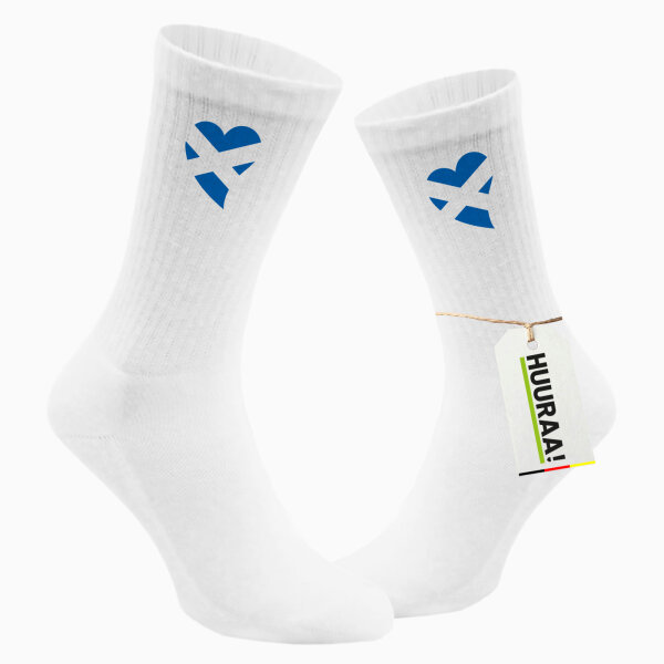 Socken Schottland Flagge Herz Größe 37/46 White Motiv Tennissocken