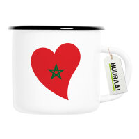 Emaille Tasse Marokko Flagge Herz 300ml Vintage
