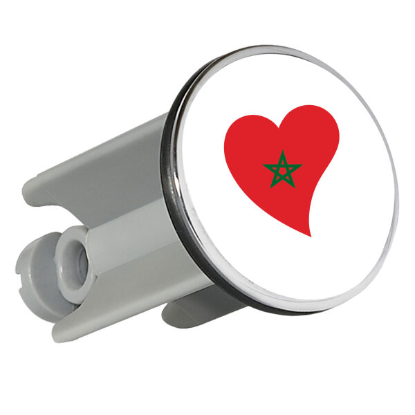 Waschbeckenstöpsel Marokko Flagge Herz 4cm Abflussstopfen