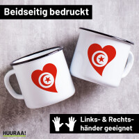 Emaille Tasse Tunesien Flagge Herz 300ml Vintage Emaille...