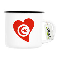 Emaille Tasse Tunesien Flagge Herz 300ml Vintage
