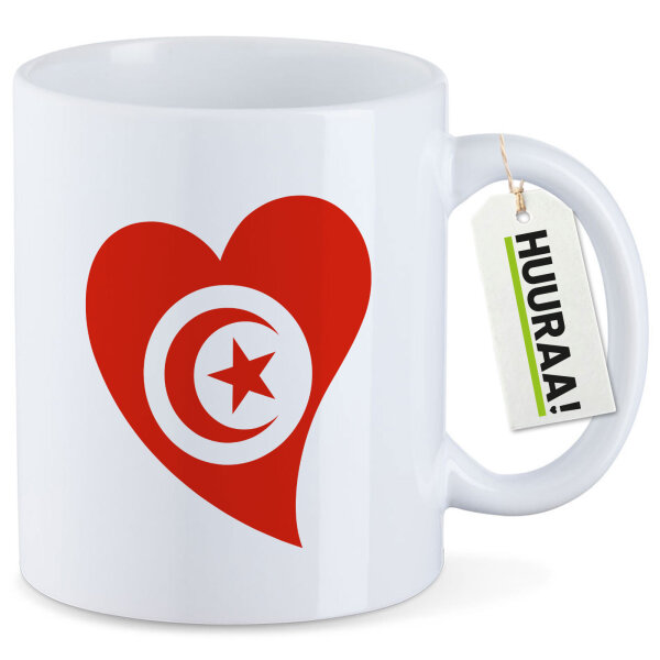 Kaffeetasse Tunesien Flagge Herz 330ml