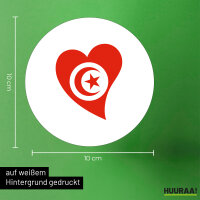 Aufkleber Tunesien Flagge Herz 10cm Sticker