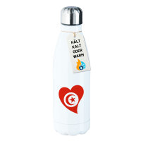 Trinkflasche Tunesien Flagge Herz 500ml Edelstahl...