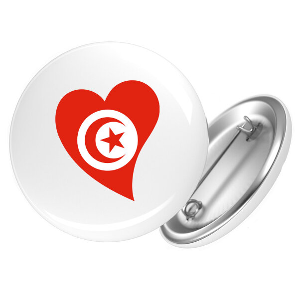 Button Tunesien Flagge Herz Anstecker