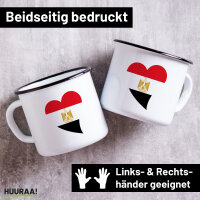 Emaille Tasse Ägypten Flagge Herz 300ml Vintage